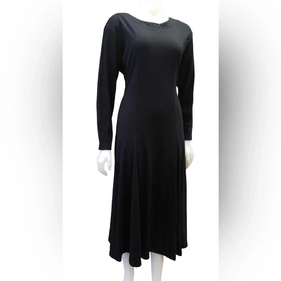 Daniel Hechter Maxi Black Long Sleeve Dress Size  12 - Picture 1 of 10